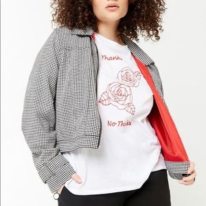 Plus Size Houndstooth Cropped Jacket